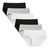 Lot de 6 slips en coton taille moyenne pour adolescente